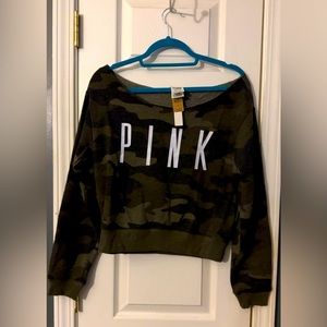 NEW WITH TAGS 
VICTORIA SECRET BOATNECK Sweatshirt 

Color: Camouflage